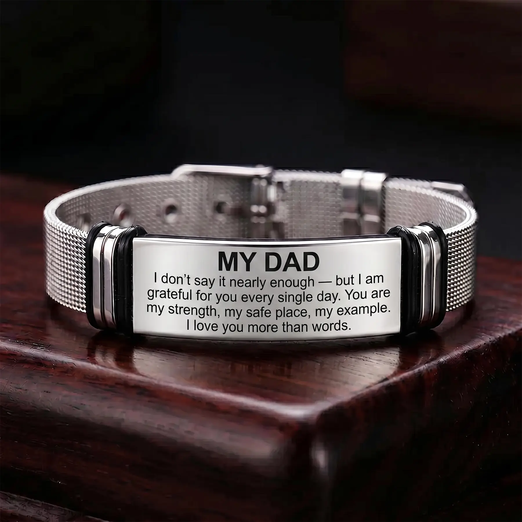 Message B engraved on bracelet